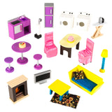 KidKraft So Chic Wooden Dollhouse – 3 Levels, 10 Rooms, Wheeled Base & 46 Accessories