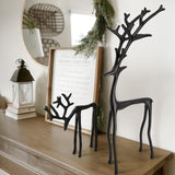 Set of 2 Black Reindeer Christmas Statues – Modern Holiday Tabletop Decorations