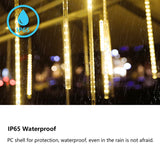 30 cm LED Meteor Shower Rain Lights, 8 Tubes, 192 LEDs, Falling Snow Christmas String Lights