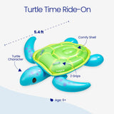 Funsicle Turtle Time Ride-On Inflatable Pool Float, 5.4 ft Giant Sea Turtle Ride-On