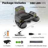 Goplus Inflatable Fishing Float Tube with Rod Holder, Paddle & Flippers, 350 lb Capacity, Portable Fishing Boat