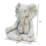 Magnesium Oxide Meditating Elephant Statue, 14.96" x 10.63" x 16.93"