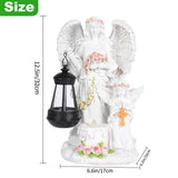 Solar Angel Garden Statue, 12.5" Outdoor Resin Angel Figurine with LED Lantern