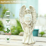 11.5" H Solar Garden Angel Statue, Weatherproof Resin Angel Figurine with Warm LED Light