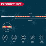 40 ft LED Candy Cane Rope Lights, 360 LED Red & Warm White Christmas Rope Lights