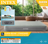 Intex 10" Queen Standard Dura-Beam Air Mattress with Built-In Electric Pump