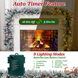 9FT Pre-Lit Christmas Garland with 80 Multicolor LED Lights, Battery Holiday Garland