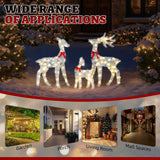 2.4FT Lighted Tinsel Christmas Reindeer Family – 3-Piece Set with 110 Warm White LEDs