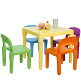 5-Piece 20" ZENY Kids Plastic Activity Table and 4 Chairs Set – Multicolor, Lightweight & Easy to Clean