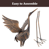 Pure Garden 35" Metal Flying Crane Garden Statue, Hand-Painted Outdoor Bird Sculpture