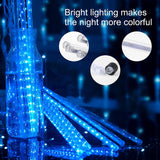10-Tube 360 LED Meteor Shower Icicle String Lights, 14.44 ft Connectable Outdoor Falling Rain Lights