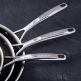Henckels Paradigm Ceramic 3-Piece Tri-Ply Stainless Steel Fry Pan Set, Induction