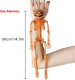 2-Pack 14.9" Halloween Pumpkin Skeleton Decorations with Posable Joints & Hanging Strings