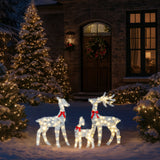 2.4FT Lighted Tinsel Christmas Reindeer Family – 3-Piece Set with 110 Warm White LEDs