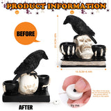 Ayieyill Light-Up Halloween Skull with Raven, Resin Gothic Candle Holder Decor