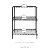 Hyper Tough 3-Tier Wire Shelving Rack, 750 lb Capacity Metal Shelf