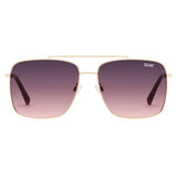 Quay Australia HOT TAKE Navigator Sunglasses, Unisex Rose-gold Frame Gradient Smoke-pink Lenses