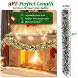 9FT Pre-Lit Christmas Garland with 80 Multicolor LED Lights, Battery Holiday Garland