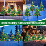 4 Pack Solar Christmas Tree Lights, LED Garden Stake Lights with Red Berries