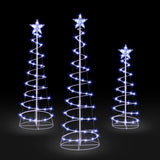 3-Pack Lighted Spiral Christmas Trees, 3 ft, 4 ft & 5 ft Yard Decorations with 220 Warm White LEDs and Stakes