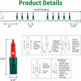 100-Count Red & Green Incandescent Christmas String Lights, 20 ft Green Wire Holiday Light Set