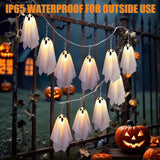 8.2-Foot Halloween Ghost String Lights, 10 Warm LED Floating Ghost Lanterns