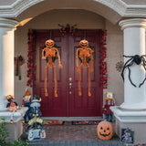 2-Pack 14.9" Halloween Pumpkin Skeleton Decorations with Posable Joints & Hanging Strings