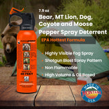 2-Pack 7.9 oz. UDAP Pepper Power Bear Deterrent Spray with Holsters, Up to 40 ft. Range, Safety Orange
