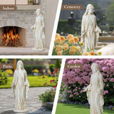 30" Virgin Mary Outdoor Statue, Blessed Mother Religious Garden Sculpture, Magnesium Oxide Décor