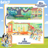 35+ Reusable Bluey Puffy Stickers Playset – Double-Sided Tri-Fold Scene