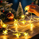 Christmas Deer & Snowflake Fairy String Lights, 24.6 ft 50 LED Battery-Operated Warm White Decorative Lights
