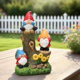 12.3" Mainstays Three Gnomes on Log Statue, Weather-Resistant Resin Garden Décor