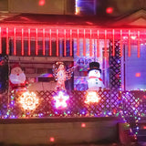 Solar Meteor Shower Icicle Lights, 8 Tubes, 192 LEDs, 11.8" Solar Falling Rain Lights