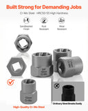 VEVOR 16-Piece Bolt Extractor Kit – Cr-Mo Impact Bolt & Nut Remover Set for Stripped, Rounded, Rusted & Damaged Fasteners