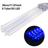 30 cm LED Meteor Shower Rain Lights, 8 Tubes, 192 LEDs, Falling Snow Christmas String Lights
