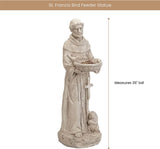 St. Francis Garden Statue with Bird Feeder, 26" Religious Outdoor Resin Sculpture
