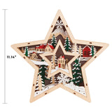 11" H Wooden Christmas Light Up Icons Star and Ornament 3D LED Statues, Set of 2