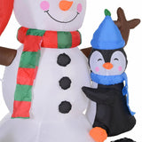 Homcom 6 ft. Pre-Lit 3 Penguins Building a Snowman Christmas Inflatable