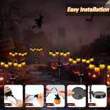 4 Pack Halloween Solar Pumpkin Stake Lights – 24 LED Swaying Jack-O'-Lantern Pathway Lights