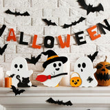 Set of 3 Halloween Wooden Ghost Tabletop Decor, Rustic Farmhouse Tiered Tray