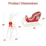 Best Choice Products 4-Foot Lighted Christmas Reindeer and Sleigh Outdoor Décor Set with 205 LED Lights