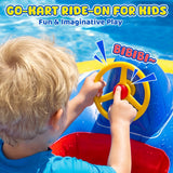 Kids Racing Car Pool Float with Water Blaster, Inflatable Ride-On Pool Toy