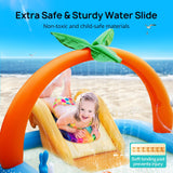 Inflatable Water Park Pool with Slide & Sprinkler, 95" x 75" x 40" Family Splash Pool