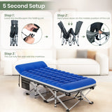 75" x 28" Folding Camping Cot with 2 Sided Comfort Mattress, Double Layer Oxford Fabric Folding Bed