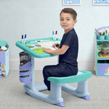 27.9" Delta Children Bluey Draw and Play Desk – Built-In Seat, 10 Markers & 4 Coloring Pages