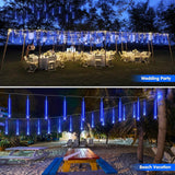 Solar Meteor Shower Icicle Lights, 8 Tubes, 192 LEDs, 11.8" Solar Falling Rain Lights
