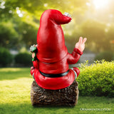 11.4" Solar Hippy Gnome Garden Statue with Guitar, Hand-Painted Resin Outdoor Figurine