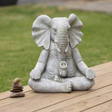 Magnesium Oxide Meditating Elephant Statue, 14.96" x 10.63" x 16.93"