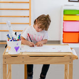 Costway Kids’ Multi-Activity Play Table – Reversible Block Surface, Study Desk, Storage & Paper Roll