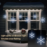 9 ft Snowflake Christmas String Lights, 150 LED Blue & Cool White Hanging Snowfall Lights